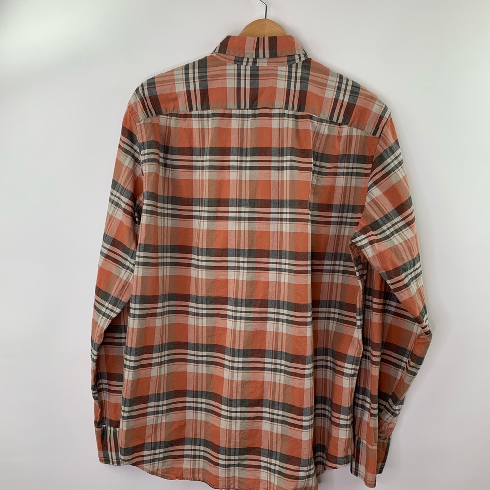 J Crew summer plaid shirt peach menns size large - Picture 6 of 7